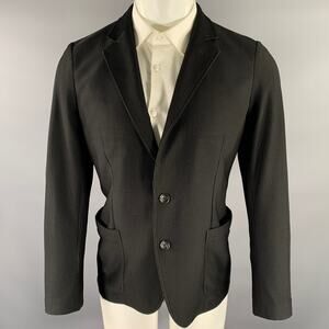 ARMANI COLLEZIONI Size 40 Black Waffle Knit Wool Blend Sport Coat